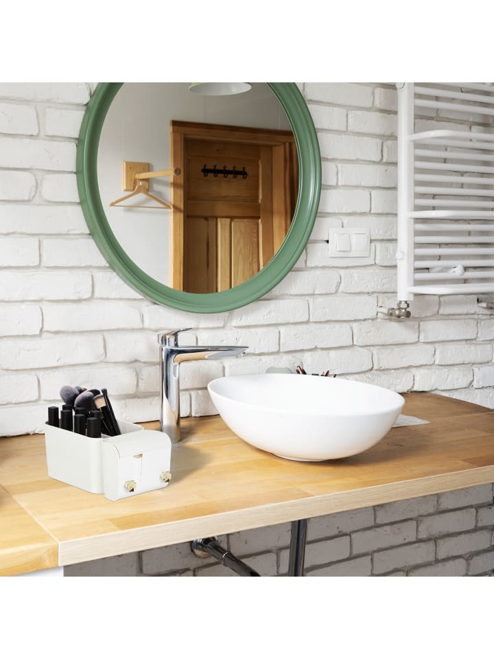 relaxdays Kosmetik Organizer in Weiß/ Gold - (B)24 x (H)10 x (T)12,5 cm günstig kaufen onesize