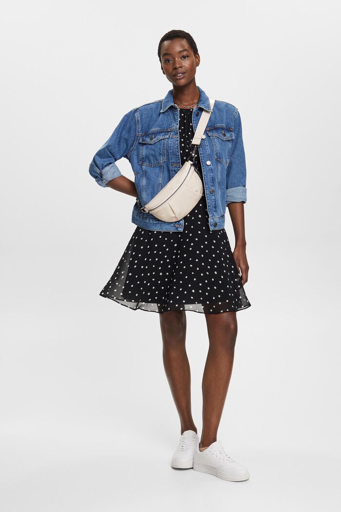 Recycelt: Chiffon-Kleid mit geraffter Taille