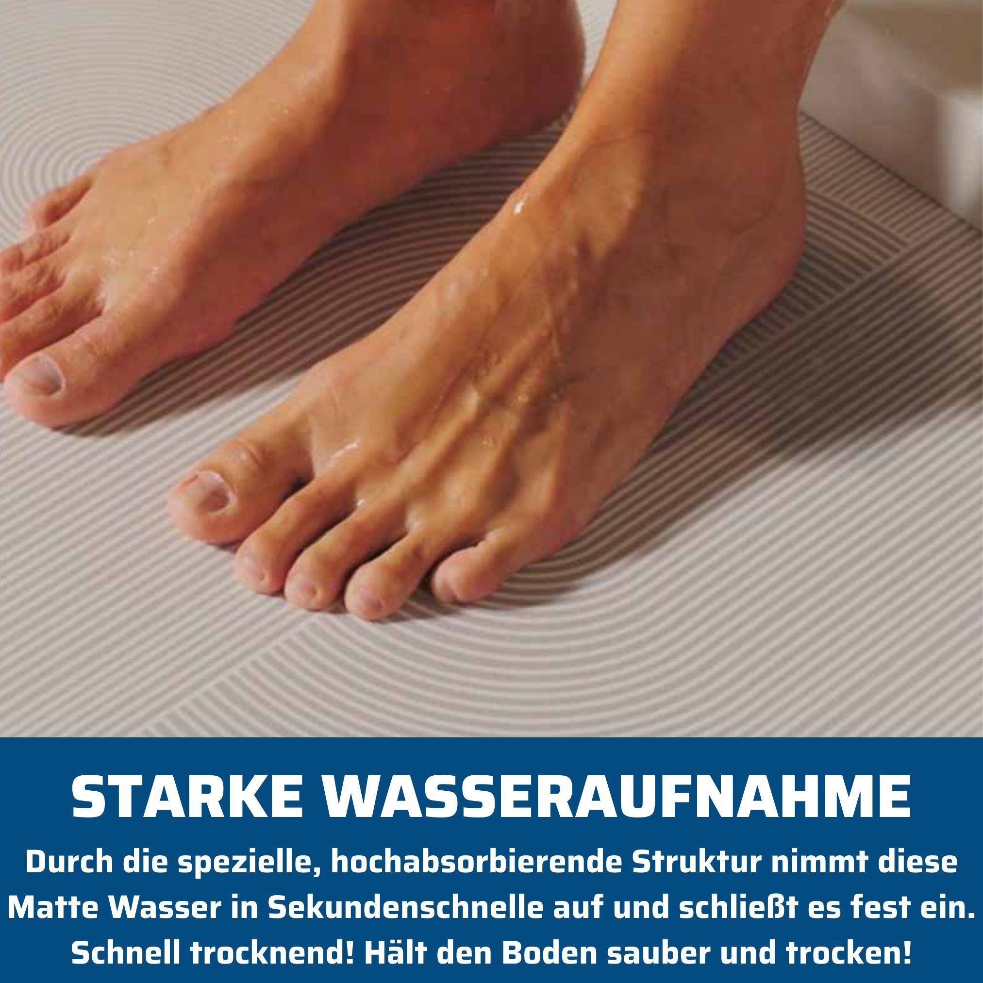 Badematte Hydrowonder Super Absorbent Mat Best Direct®, Höhe 5 mm, rutschhemmend, schnell trocknend, strapazierfähig, fußbodenheizungsgeeignet, rutschfest, saugfähig, Polyester, Gummi, rechteckig, Duschmatte & Badematte, super saugfähig, Rutschfest,