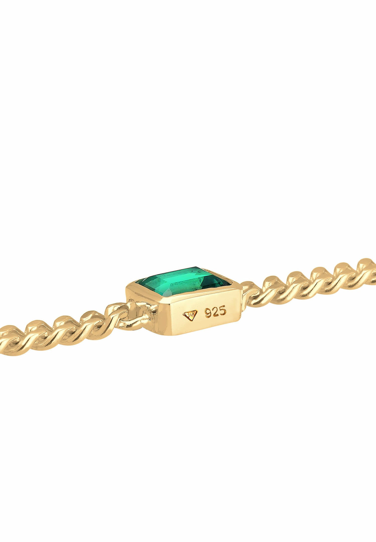 Elli PREMIUM Curb Chain Quartz Gemstone Green 925 Sterling Silver