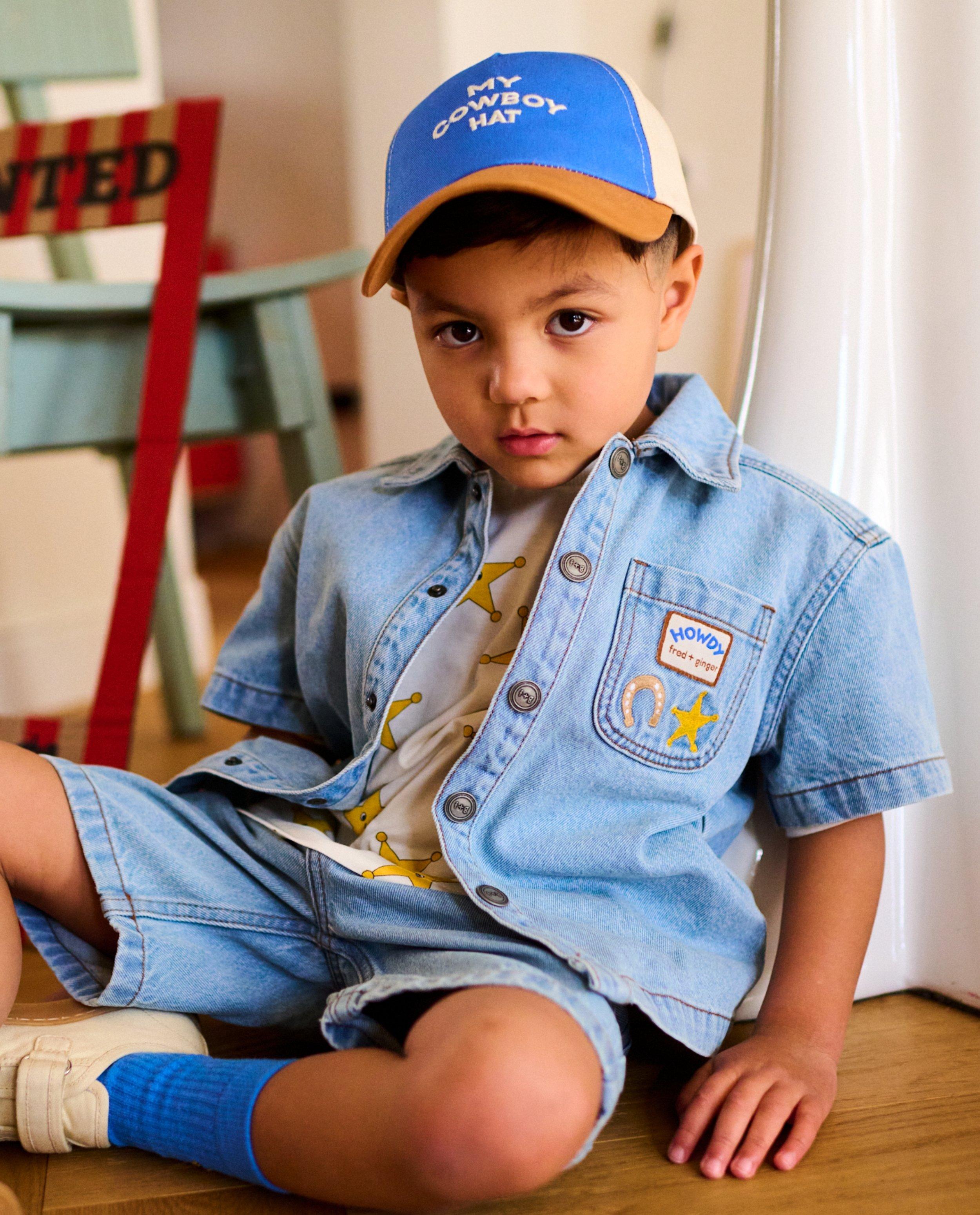 Cămașă Fred + Ginger Blue din denim, unisex, 92-128 albastru deschis