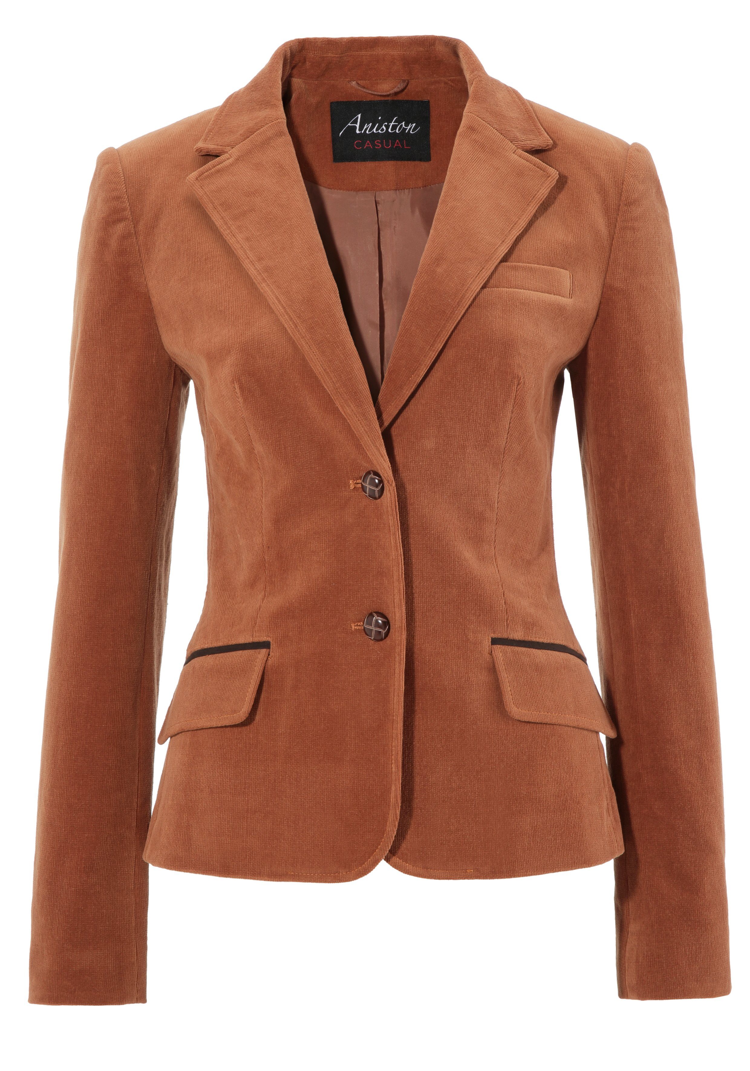 Aniston CASUAL Jackenblazer mit Lederimitat-Einfassungen und Ärmelpatches
