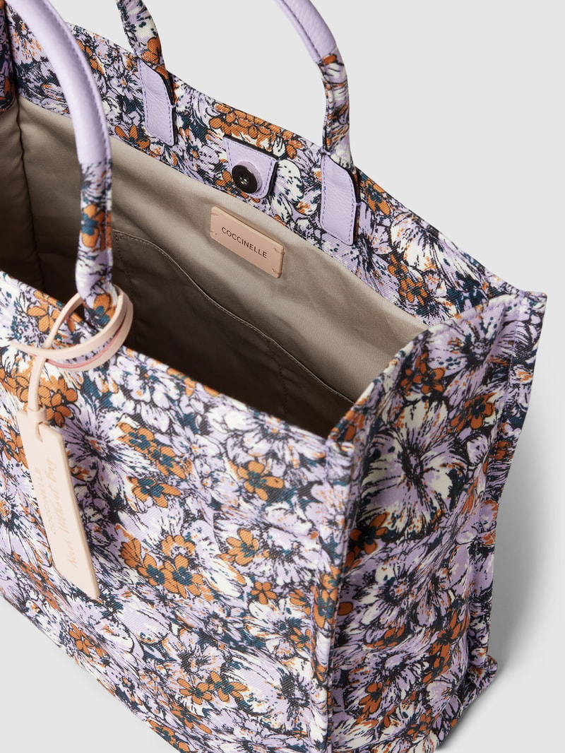 Tote Bag mit Allover-Muster Modell 'NEVER' in flieder