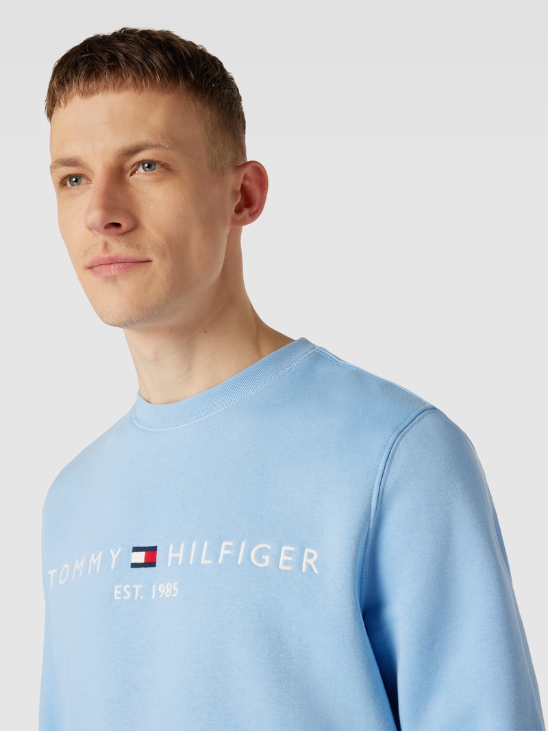 Sweatshirt mit Label-Stitching Modell 'TOMMY LOGO SWEAT' in himmelblau