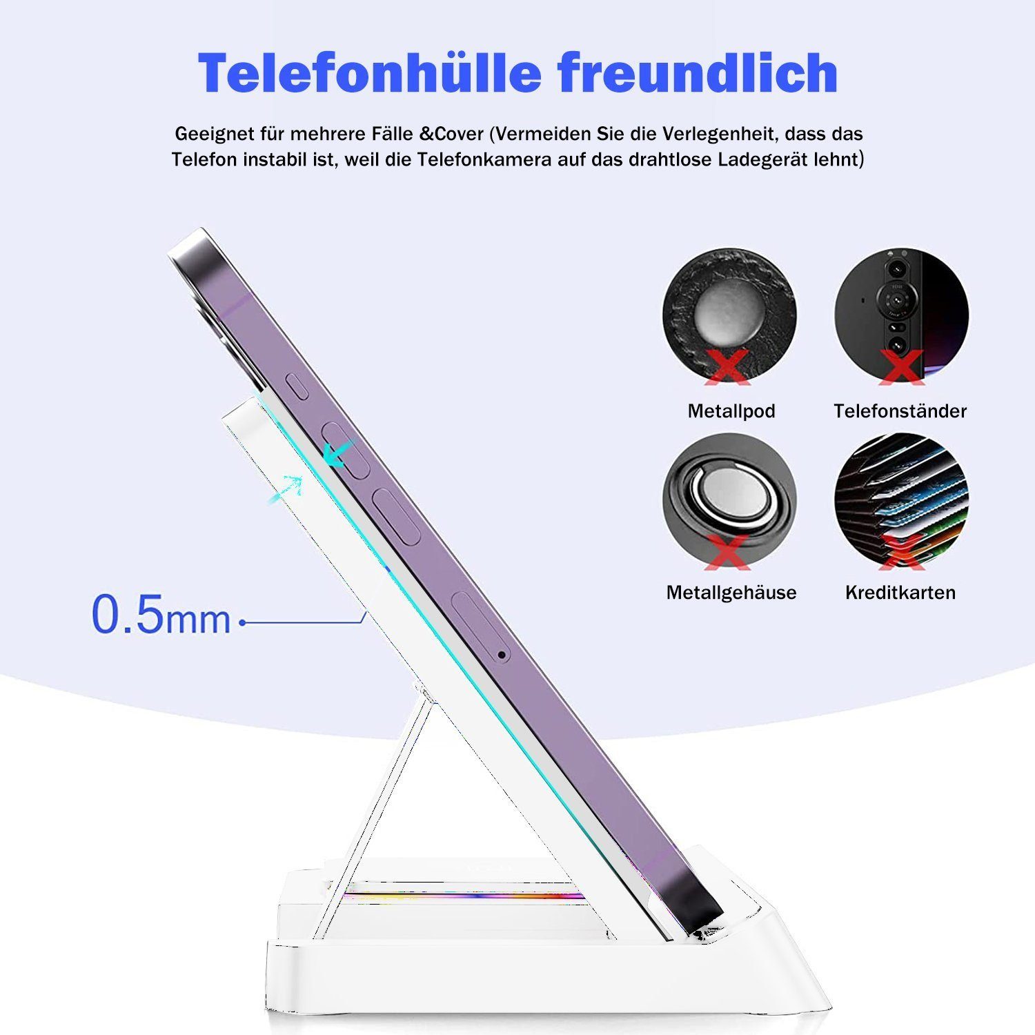 Yaviel Handy-Dockingstation Induktive Ladestation 4 in 1 Kabellose Ladegerät Wireless Charger, (für Apple iWatch iPhone Airpods Handy Charging Station, mit USB Kabel für iPhone 14 13 12Pro Mini Pro Max)