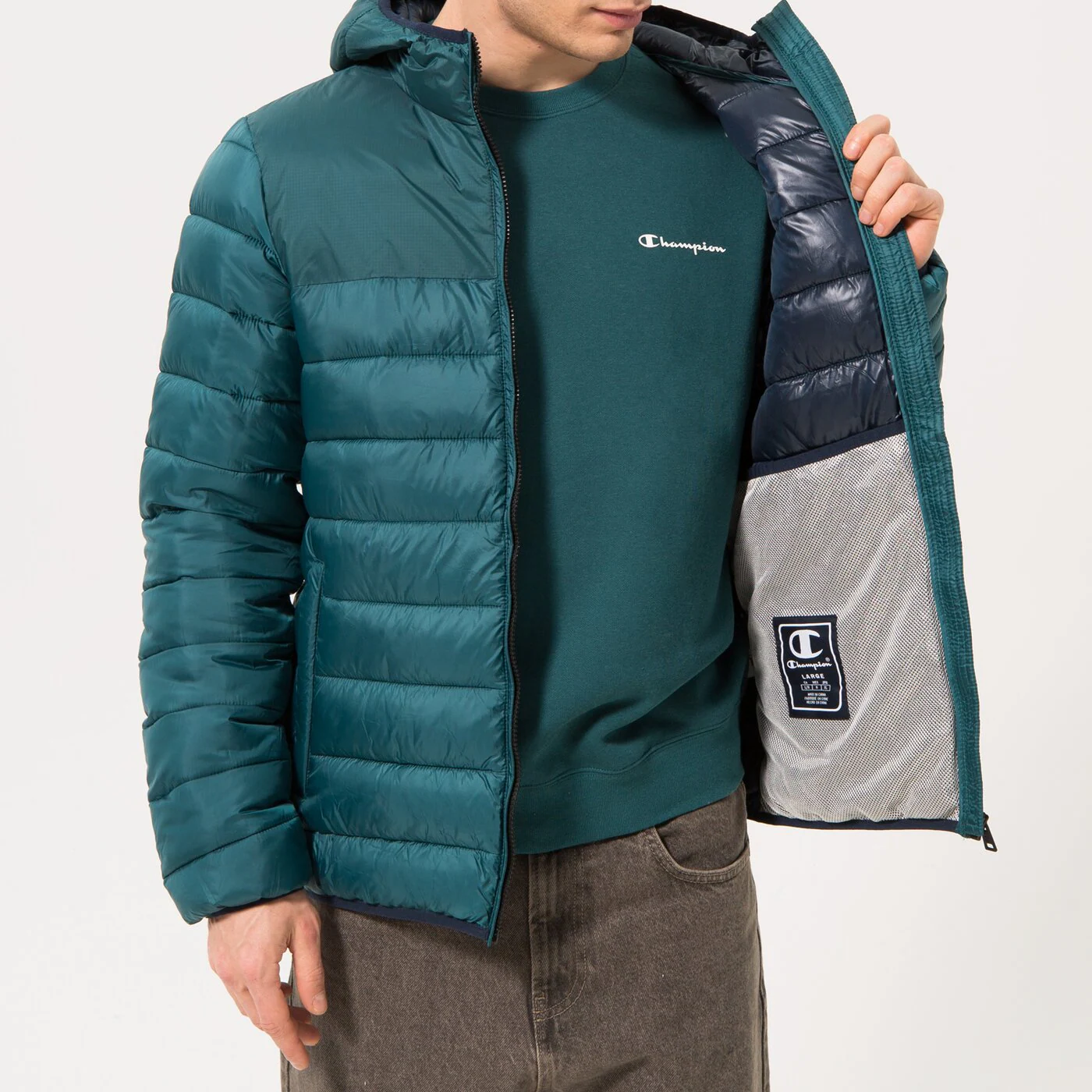 CHAMPION JACKE WINTER HOODED JACKET Grün