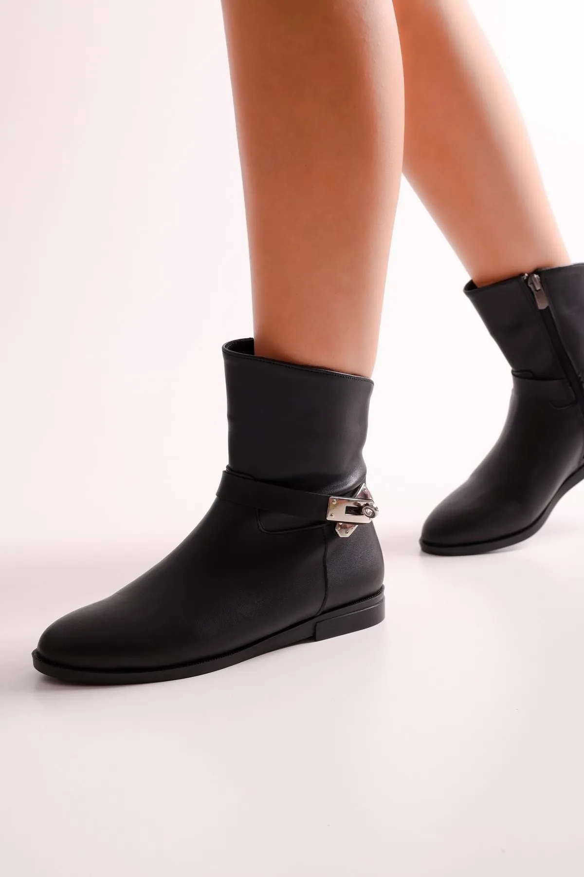 Shoeberry  Tiesel Black Skin Damenstiefel mit Absatz Black Skin