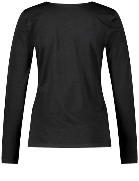 Basic Langarmshirt mit Satinblende