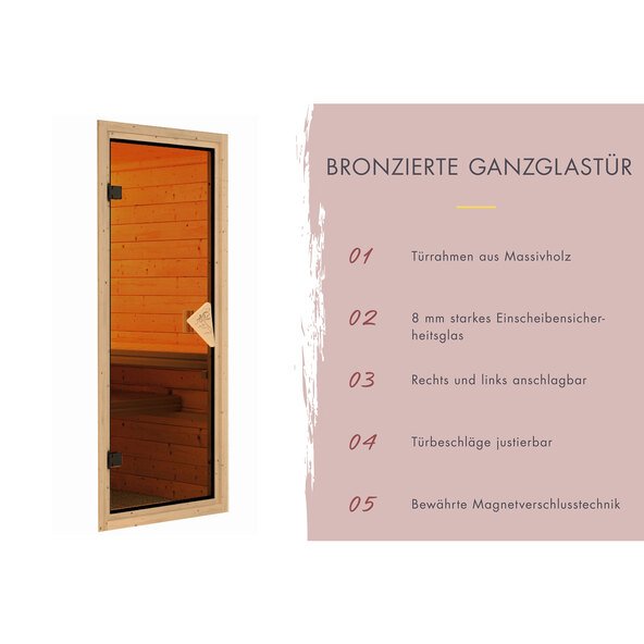 Sauna Ida 2 mit Ofen, 3,6 kW, naturbelassen