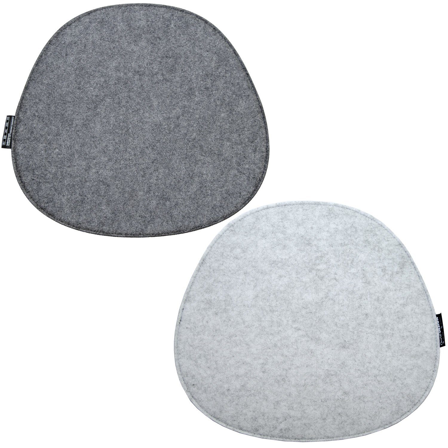 DuneDesign Stuhlkissen 2 Filz Sitzkissen oval Stuhlkissen Sitzauflage, 40x37cm grau 8 mm