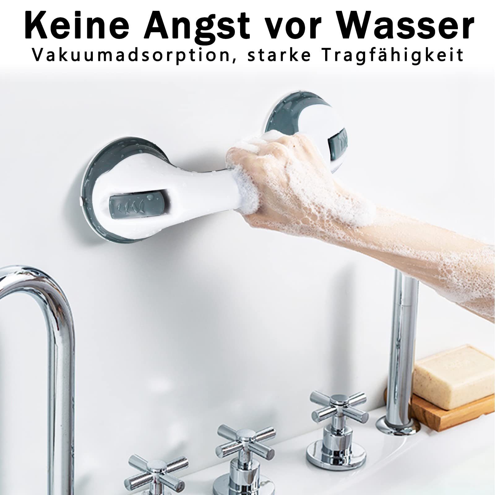 UISEBRT Haltegriff 2 Stück Badewannengriff mit Saugnapf ohne Bohren