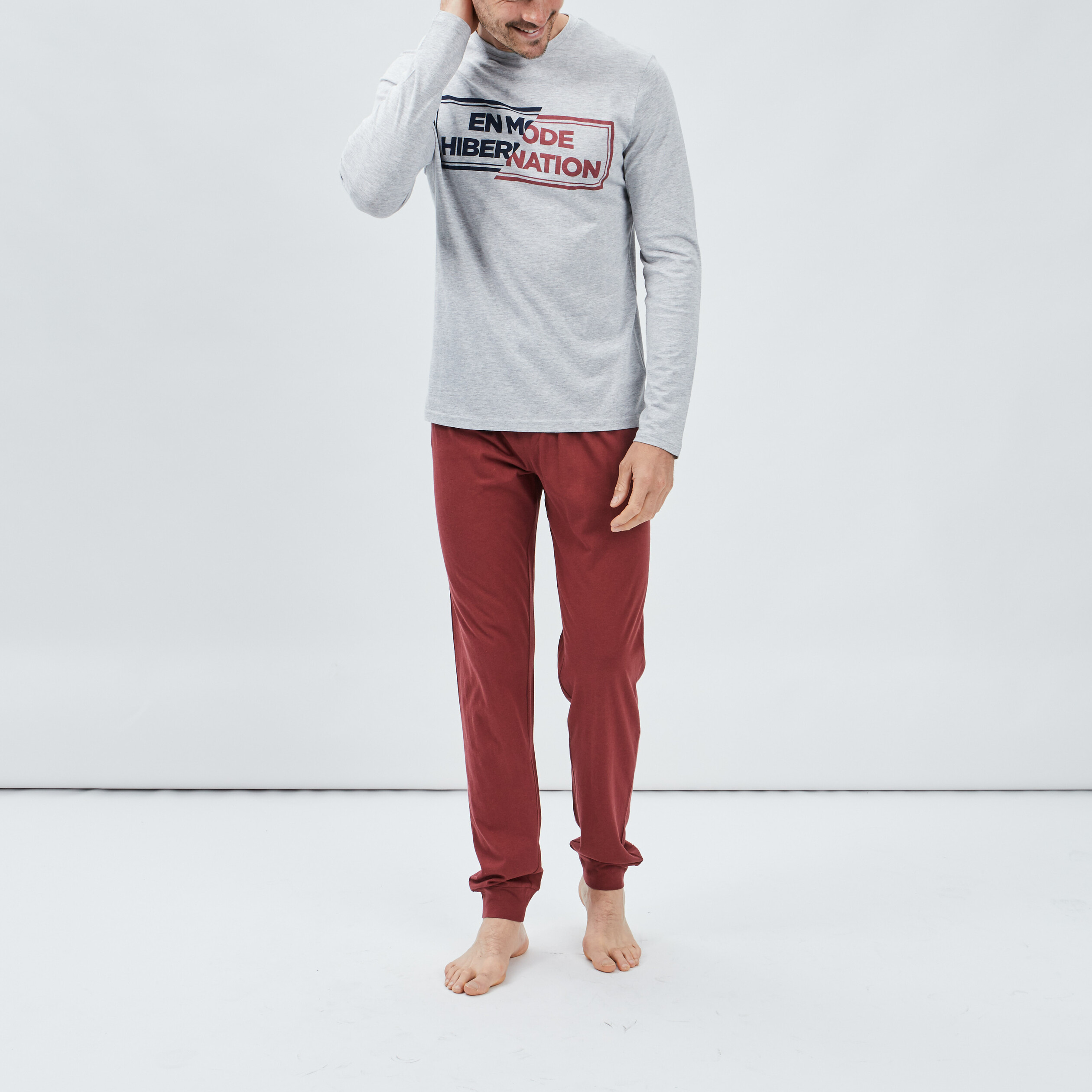 Ensemble pyjama 2 pièces gris homme | La Halle