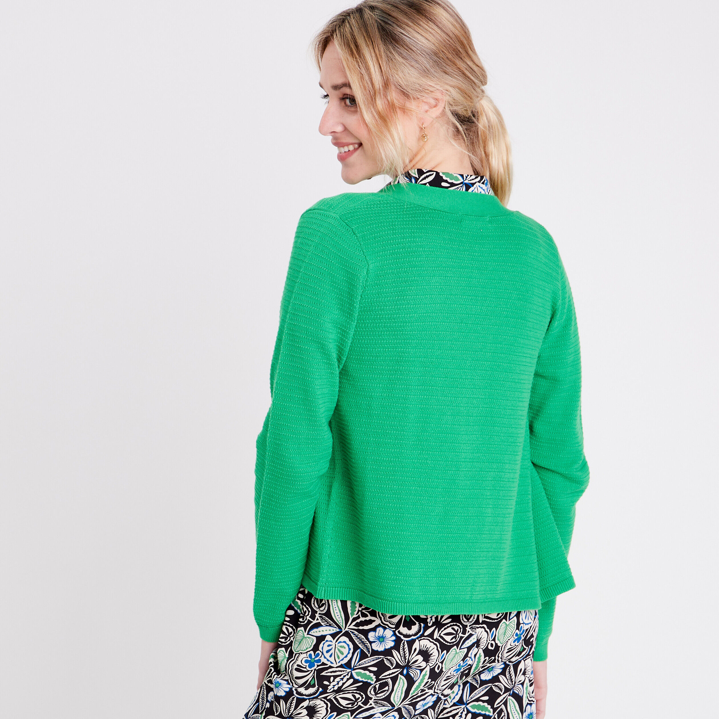 Gilet manches longues vert femme | Cache Cache