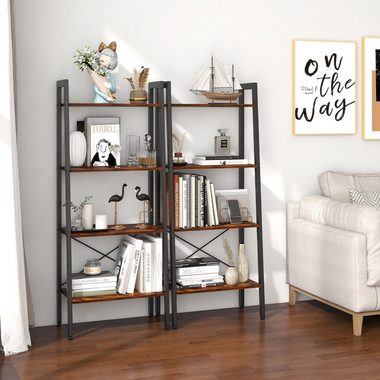 COSTWAY Bücherregal, stehend, 4 Ebenen, Metallrahmen, Kippsicherungen, 138cm
