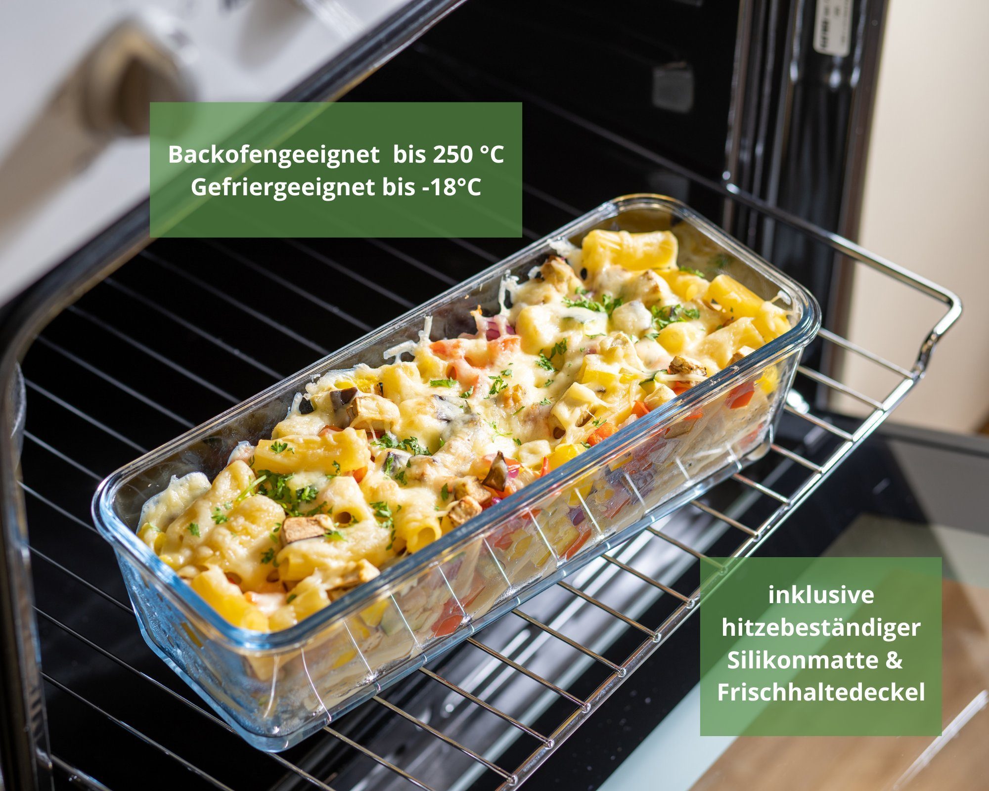 Genius Aufbewahrungsschüssel Nicer Dicer Exclusive Glasschüssel-Set, (Set 3-tlg., Zubehör), Glasbehälter backofenfest