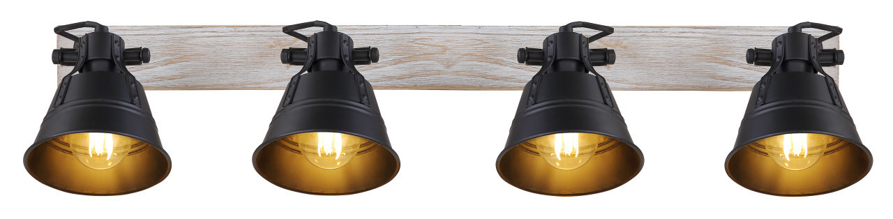Globo Lighting - GÜNTHER - Strahler Holz weiß, 4x E27