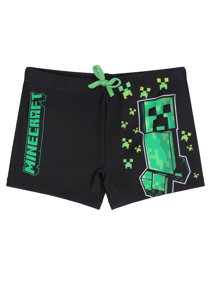 Minecraft Minecraft Badehose mit elastischem Bund und Schnürung in schwarz günstig kaufen