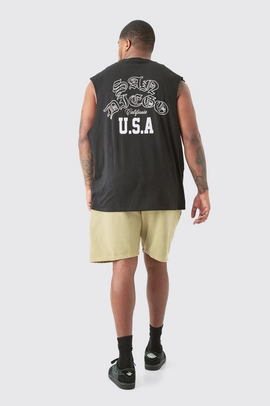 Plus lockere Jersey-Shorts mit Homme Graffiti-Print
