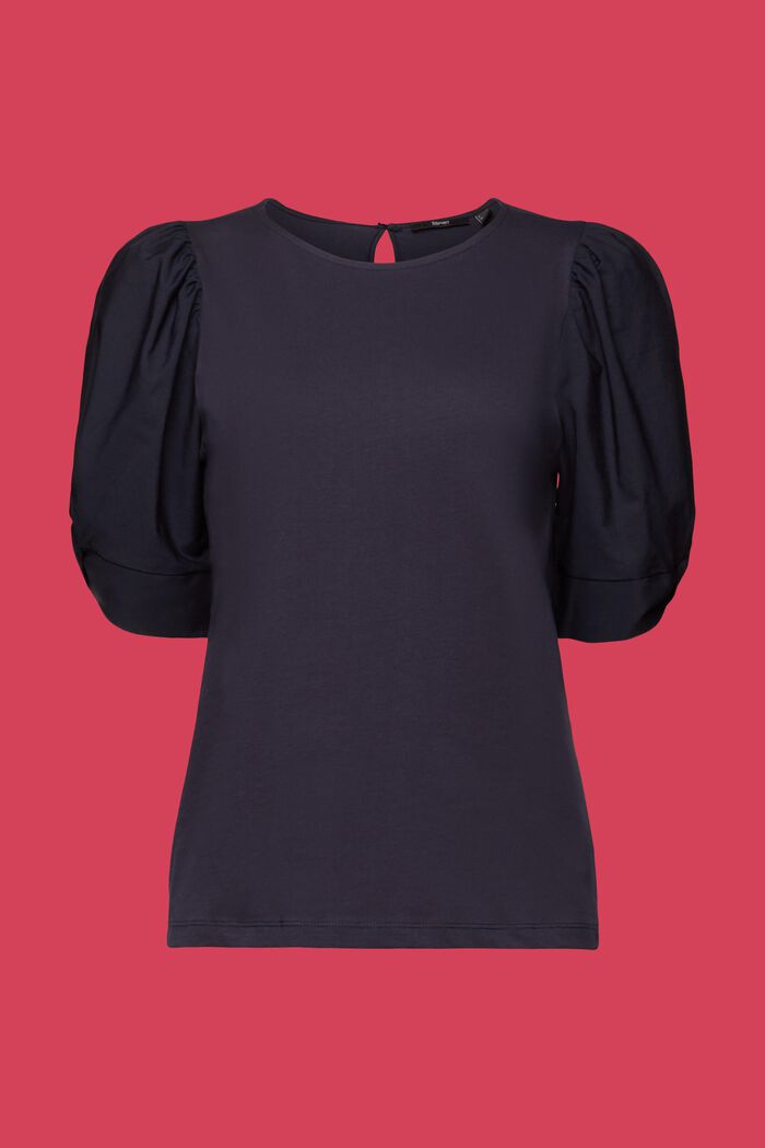 T-Shirt mit Strukturmix, 100 % Baumwolle