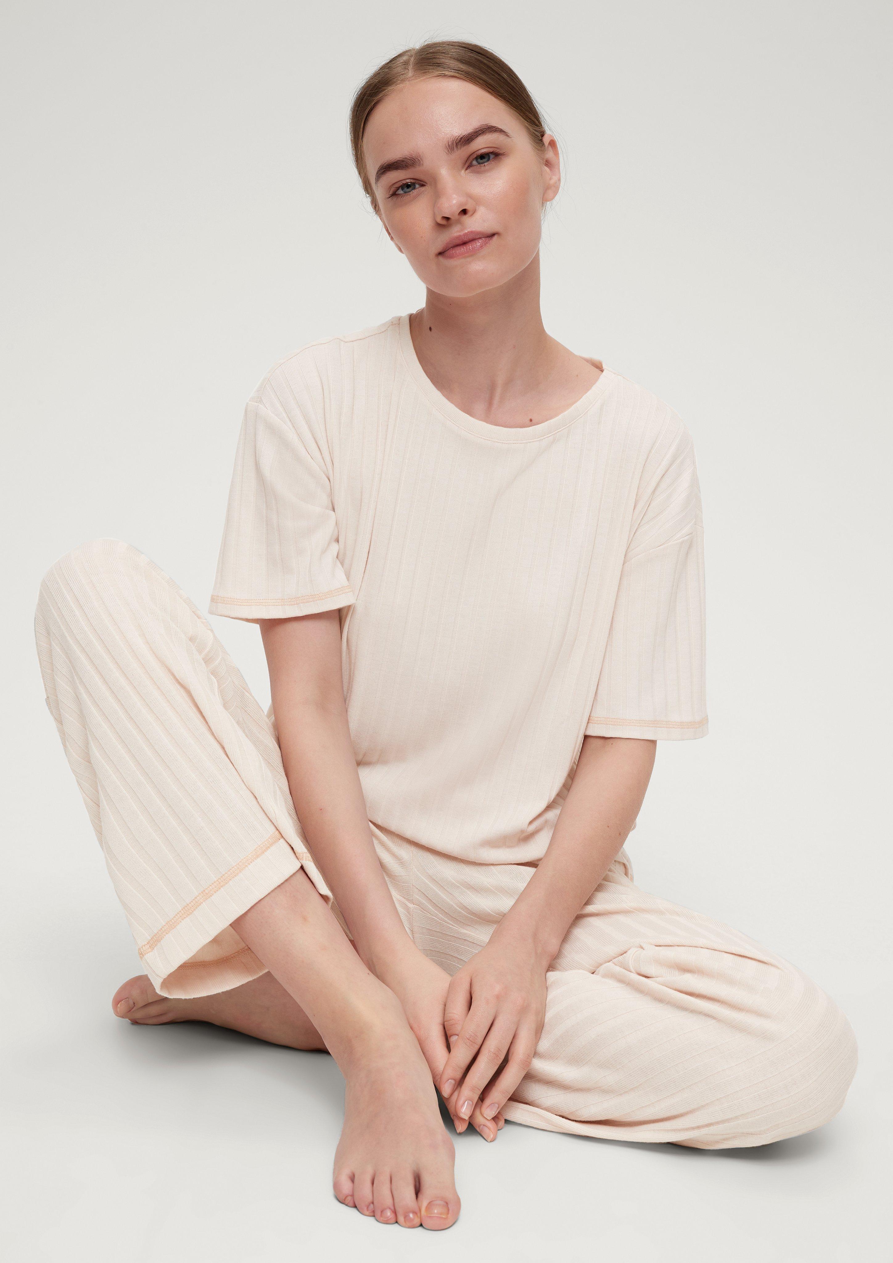 Pyjama-Shirt mit Rippstruktur  6007402-8024