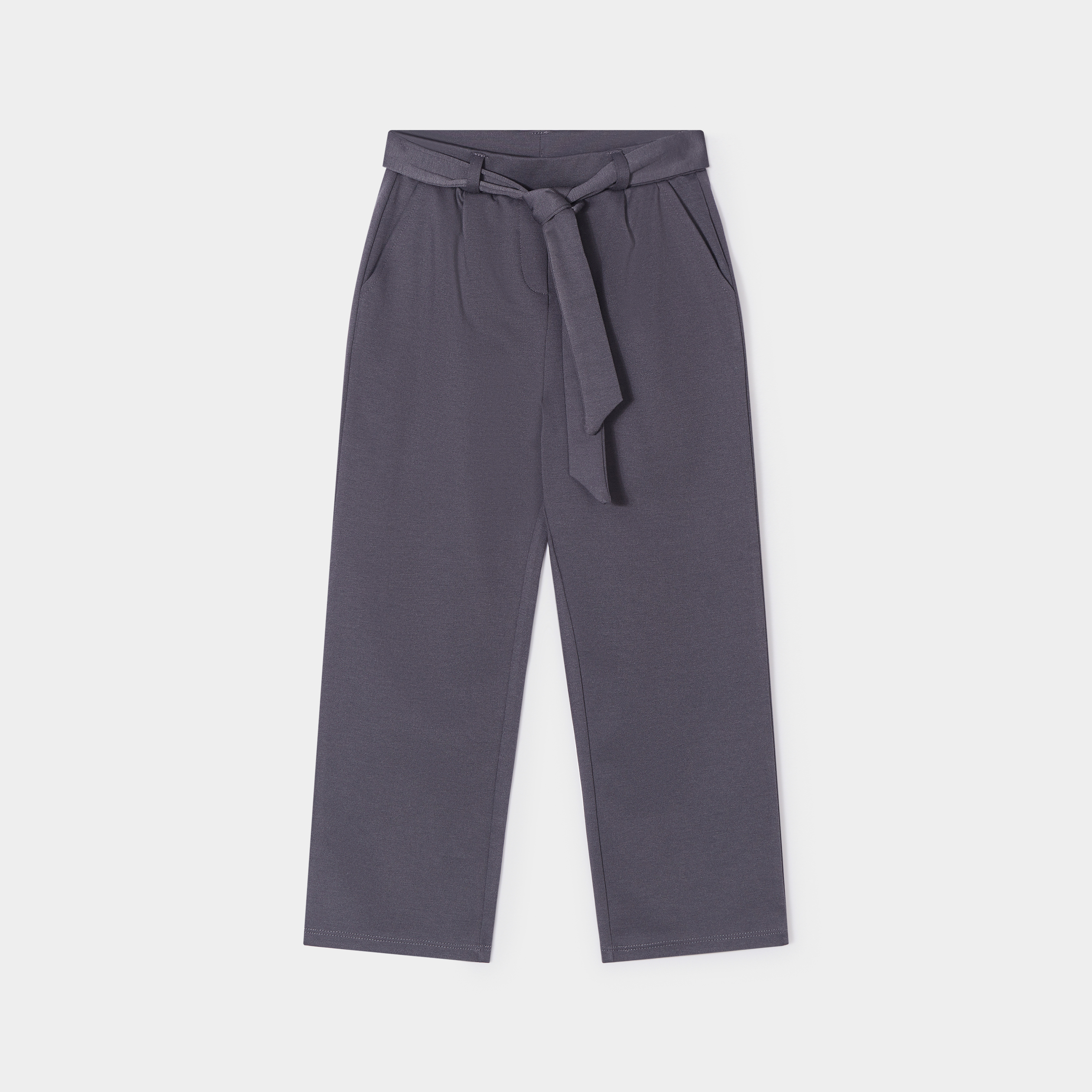 Pantalon jambe large avec ceinture gris foncé fille | La Halle