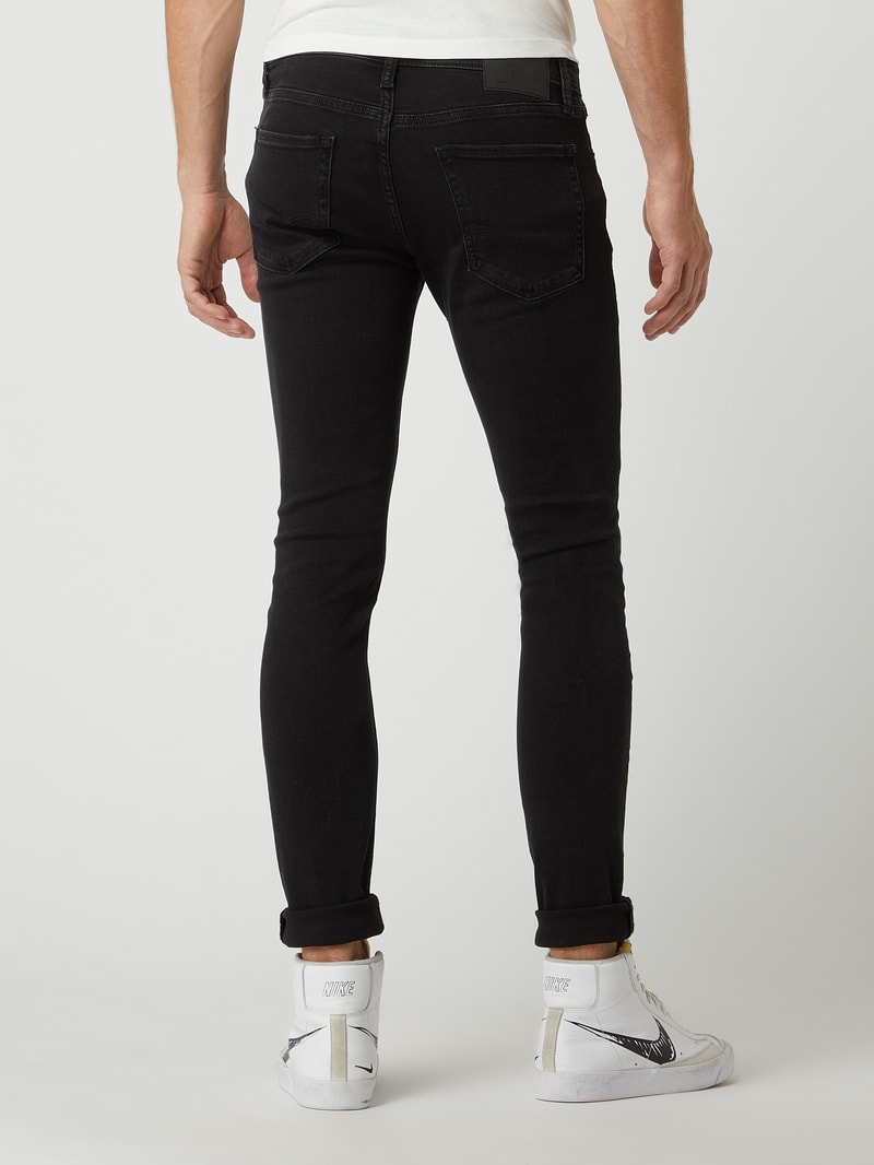 Skinny Fit Low Rise Jeans mit Stretch-Anteil Modell 'Liam' in schwarz