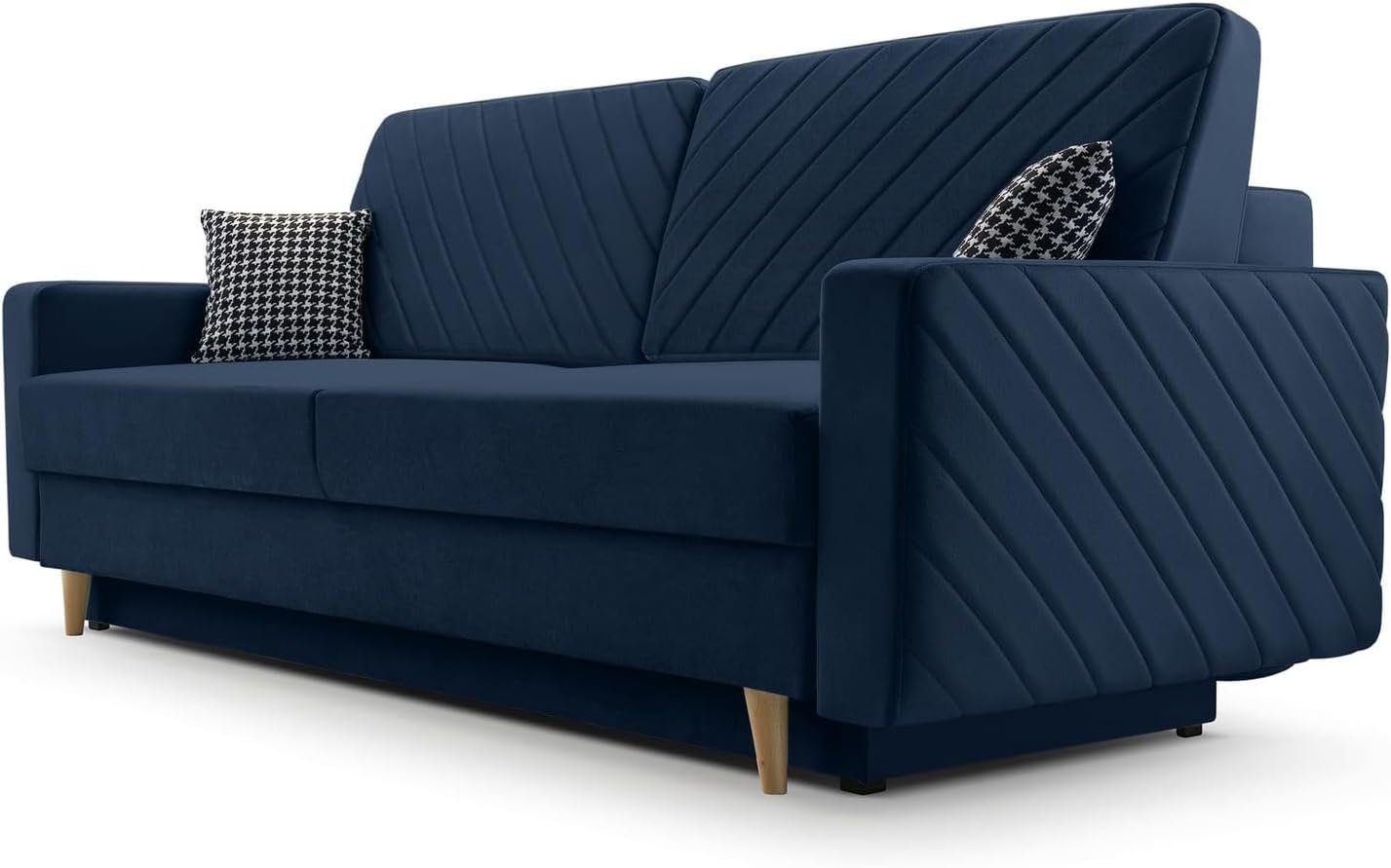 MOEBLO Schlafsofa CALIFORNIA, Sofa aus Samtstoff Couch für Wohnzimmer Sofagarnitur Polstersofa Wohnlandschaft Velours 230x100x85cm, mit Bettkasten und Schlaffunktion