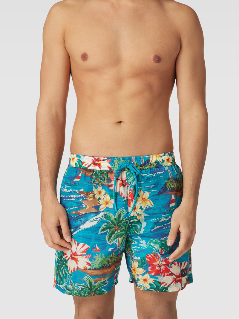 Badehose mit Allover-Muster in blau