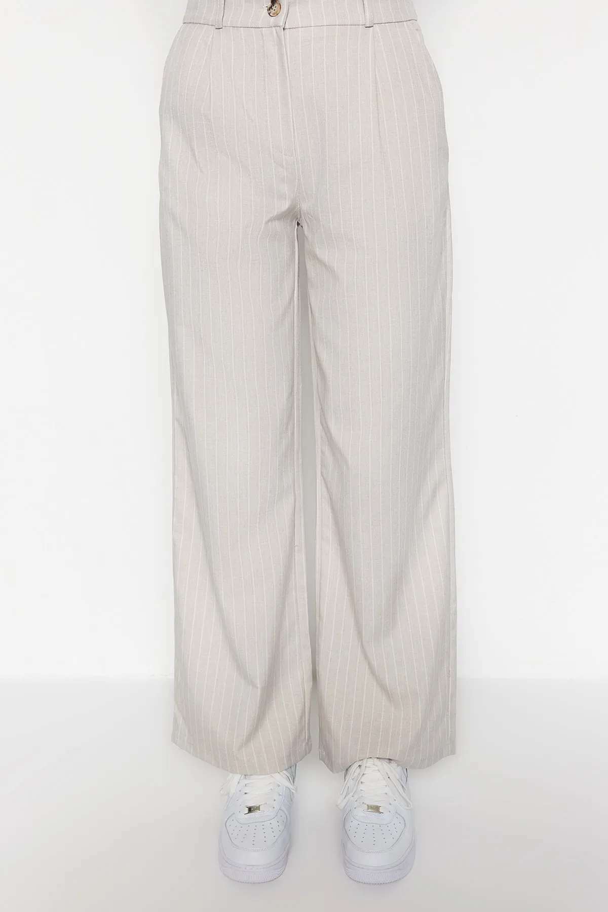 Trendyol Collection  Stone Wide Leg/Wide Leg Woven Gestreifte Hose TWOSS23PL00109
