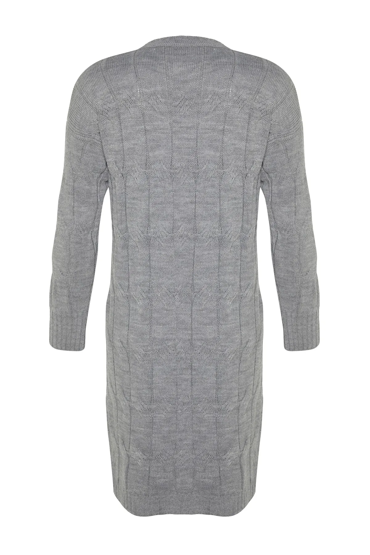 Trendyol Collection  Graues Mini-Strickkleid mit Rundhalsausschnitt TWOAW22EL0027