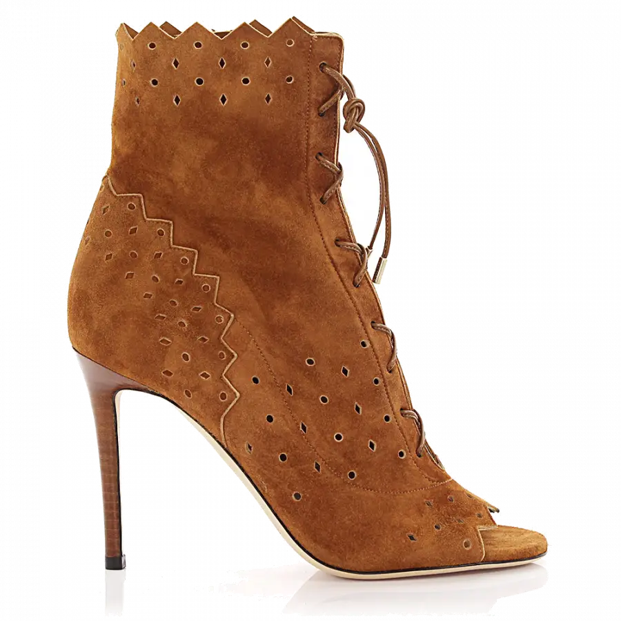 Jimmy Choo - Stiefeletten Beige Kaschmir Veloursleder Lochmuster beige-kombi - beige