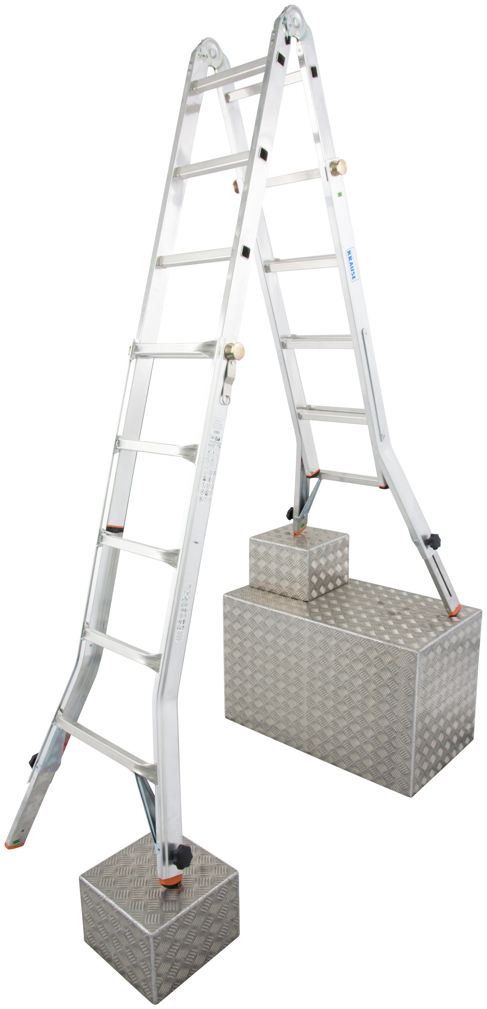 KRAUSE Gelenkleiter TeleVario, Alu, 4x5 Sprossen, Arbeitshöhe ca. 606 cm