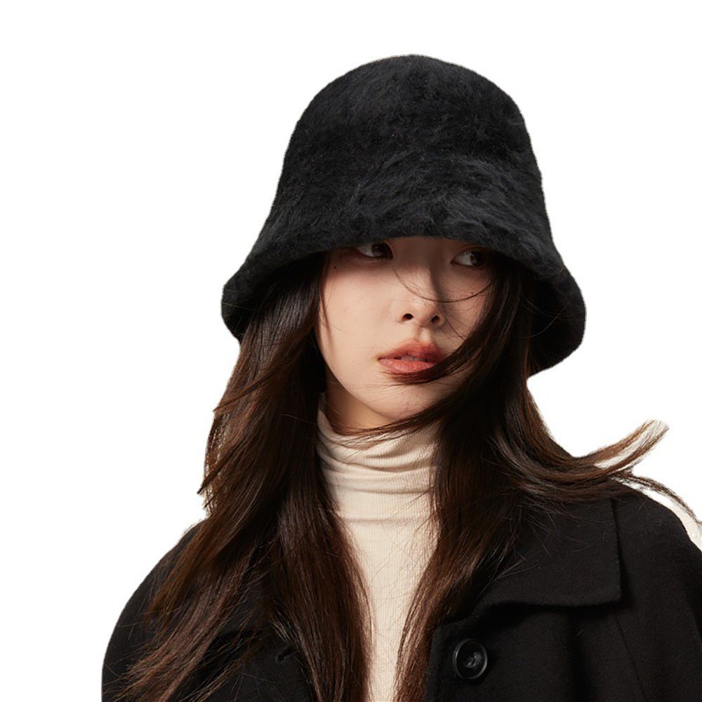 HutWorld Filzhut Damen Kaninchenfellimitat Mütze (Warme Wintermütze mit Weichem Innenfutter, Eimerhut Cap Damen Koreanisch Stil) winddicht und warm