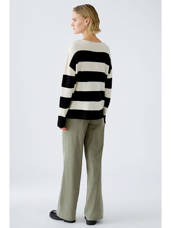 Oui Pullover in Weiß/ Schwarz günstig kaufen
