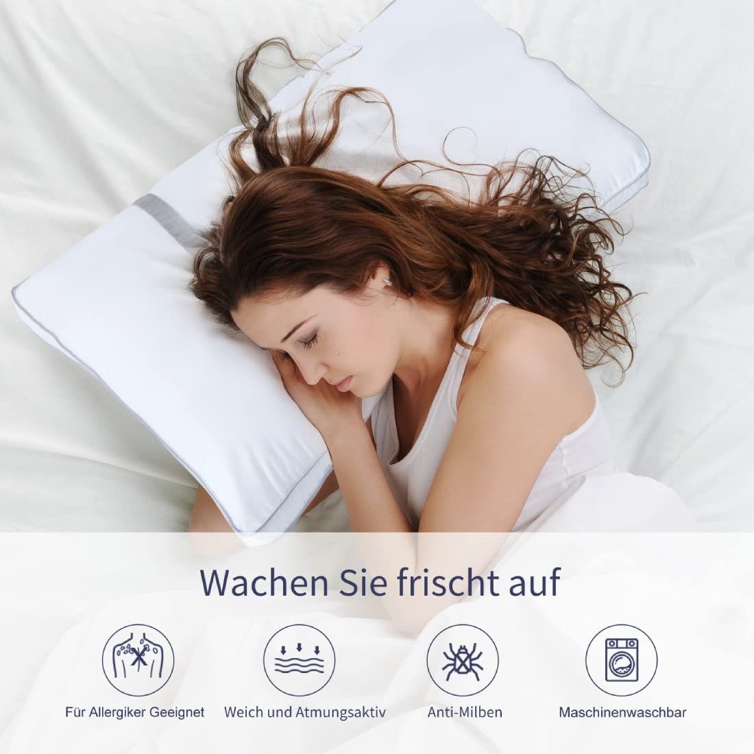 Kopfkissen Kissen 40x80/80x80 cm, 2er Set Flauschige Kissen aus Mikrofaser, BedStory, Füllung: Microfaser, Sofakissen für Schlafzimmer, Wohnzimmer, Maschinenwaschbar Kopfkissen