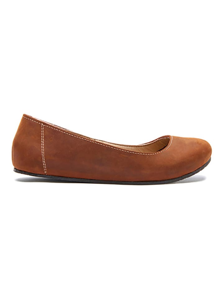 Comfortfusse Leder-Ballerinas in Braun günstig kaufen