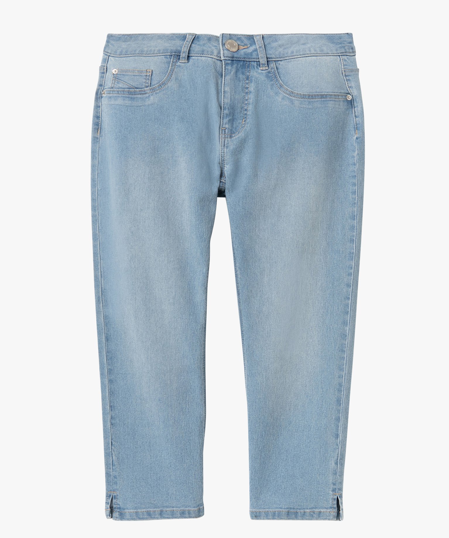 Pantacourt femme en jean coupe Slim bleach | GEMO