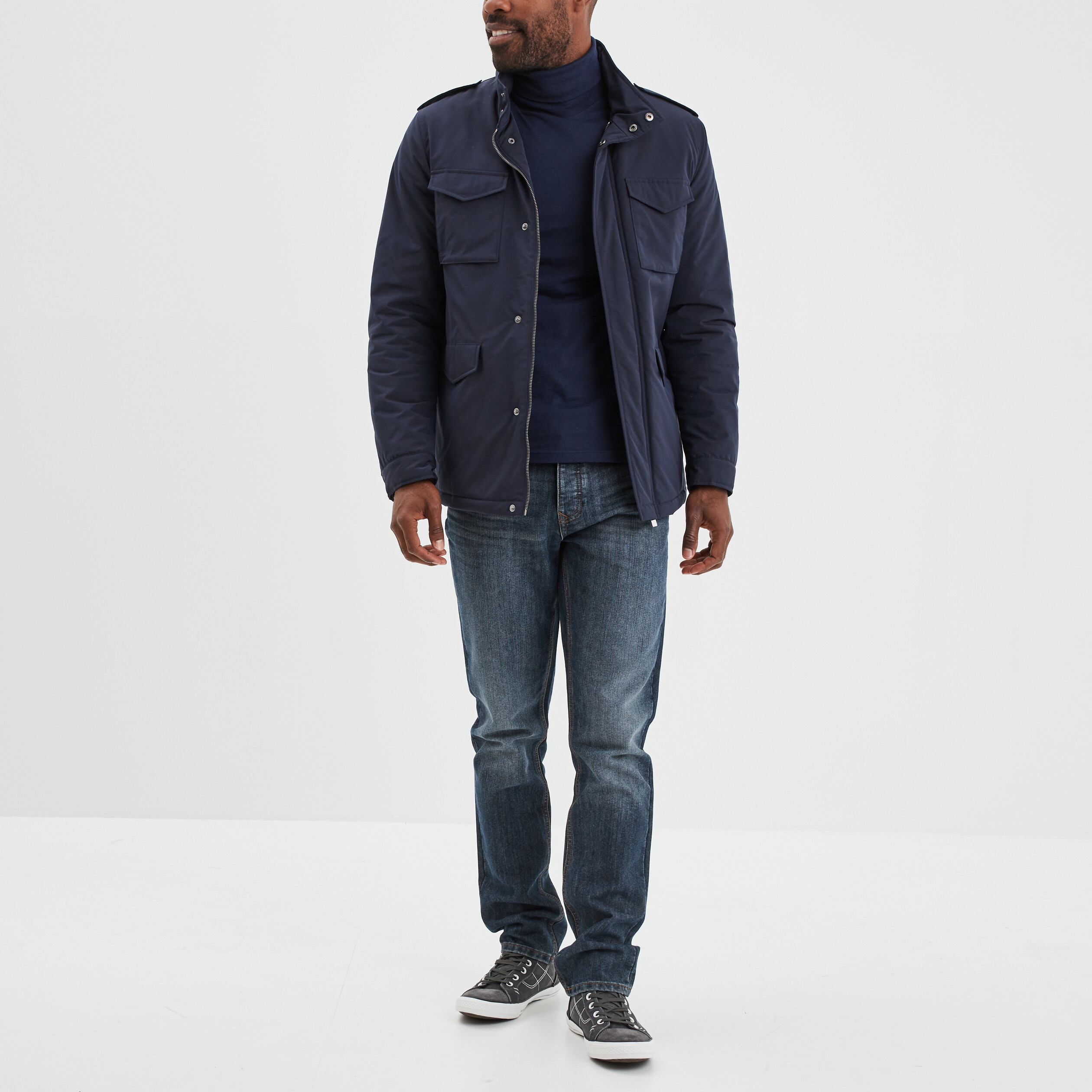 Veste saharienne poches à rabats bleu foncé homme | La Halle