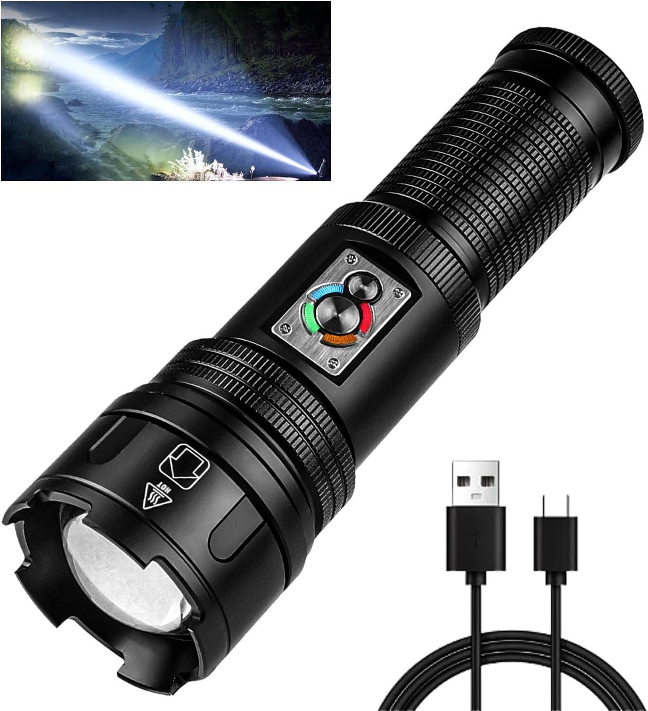 Hikeren Taschenlampe Superhelle Flashlight,150000LM,Campinglampe 10 Modi,Starke Wasserdicht (1-St), Einstellbare Brennweite