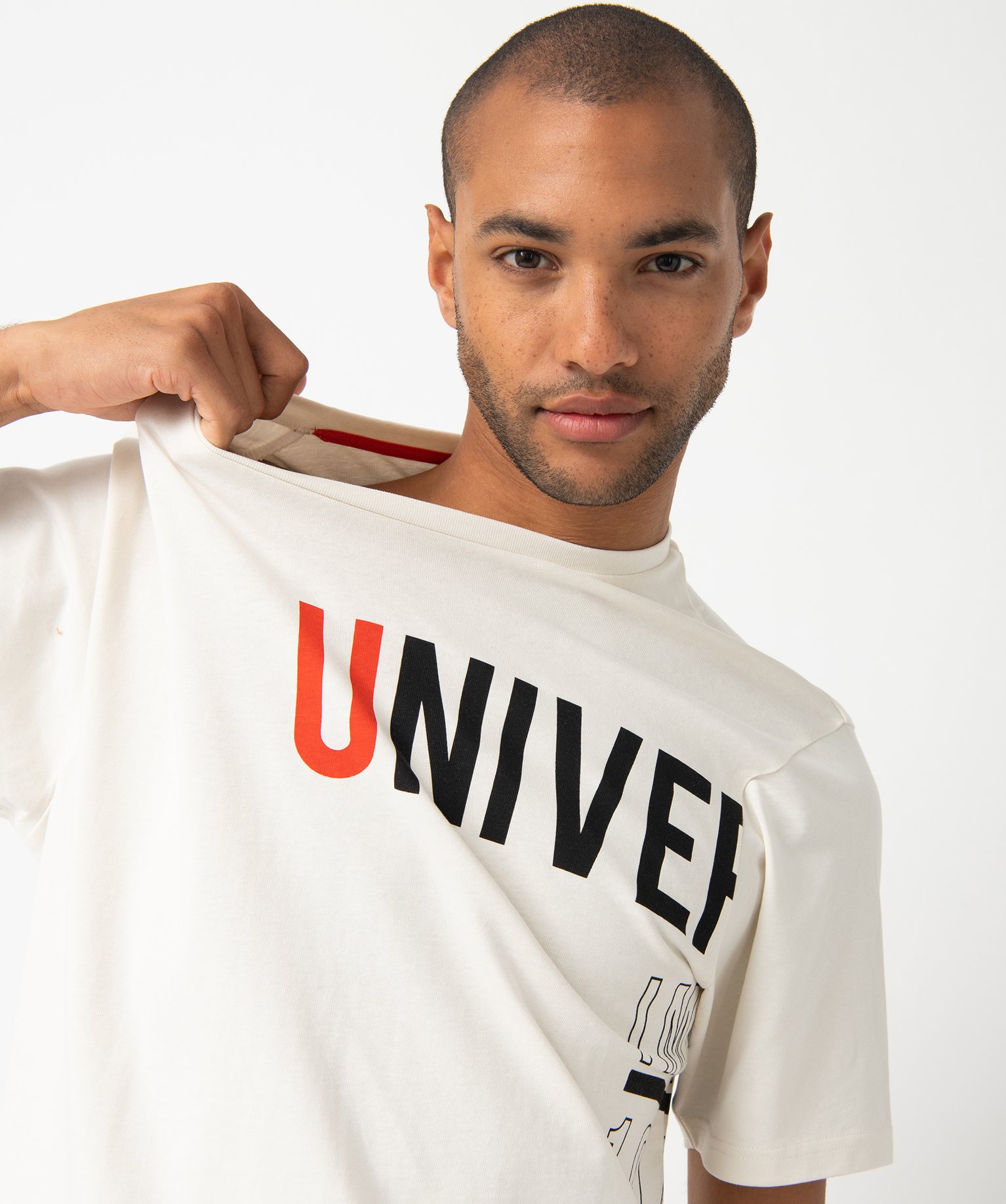 Tee-shirt homme à manches courtes oversize avec inscriptions blanc | GEMO