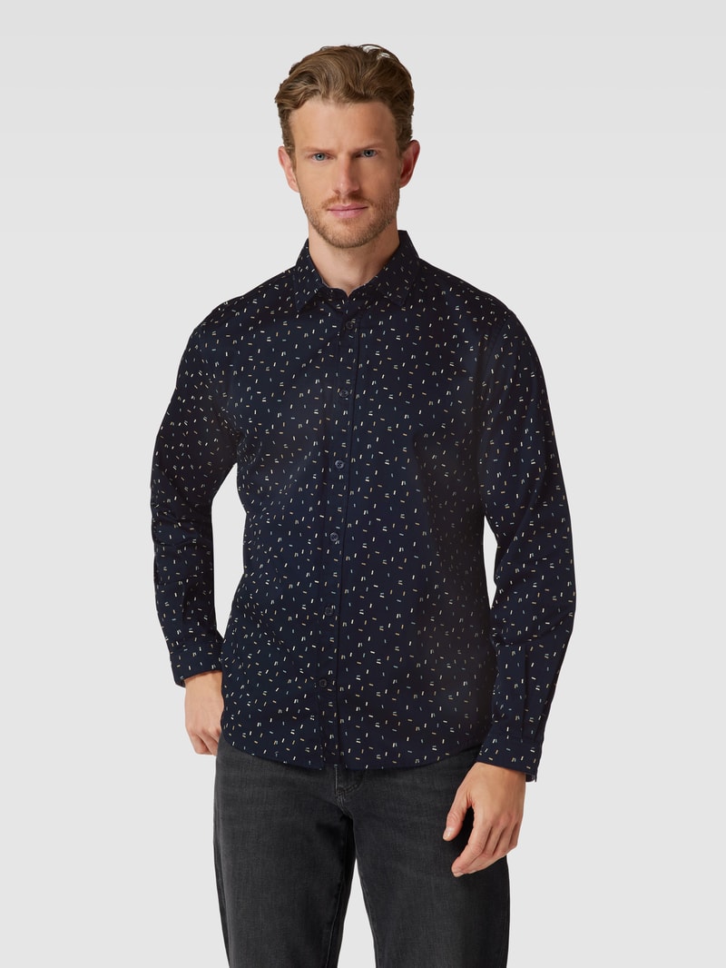 Freizeithemd mit Allover-Muster Modell 'Colorful printed' in marineblau