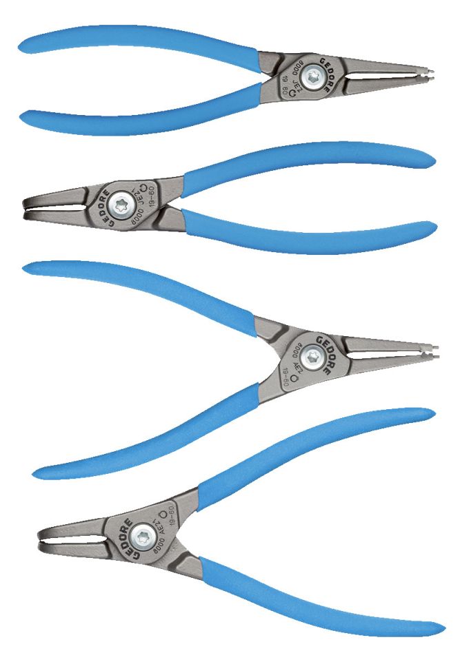 Clește pentru inele de siguranță Gedore 2931877 S 8000 E, set de 4 bucăți
