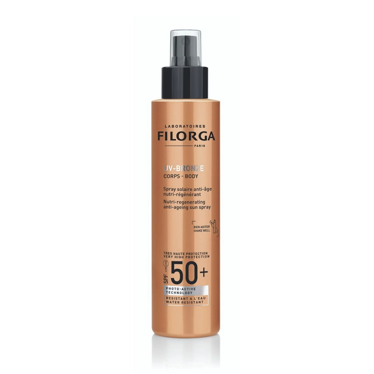 Solcreme UV-Bronze Body Spray Solaire SPF50+ - Solspray med høj beskyttelse til kroppen.