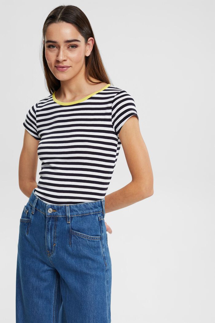 Gestreiftes T-Shirt mit Kappenärmeln