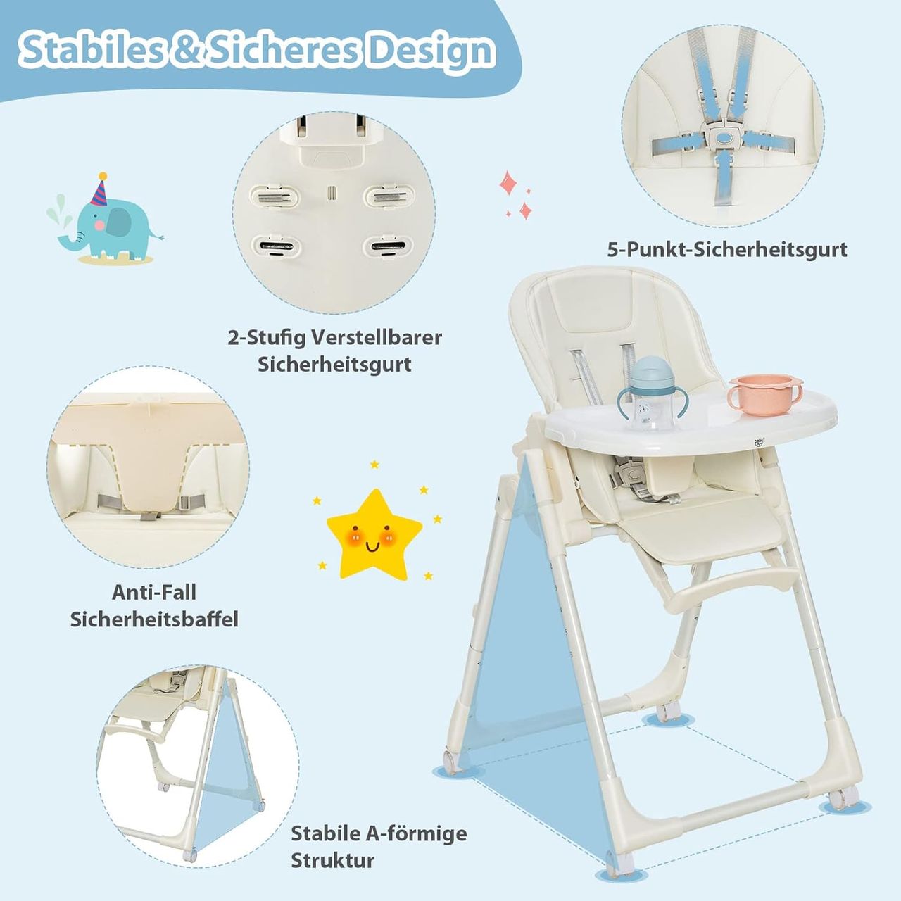 Costway Babyhochstuhl klappbar