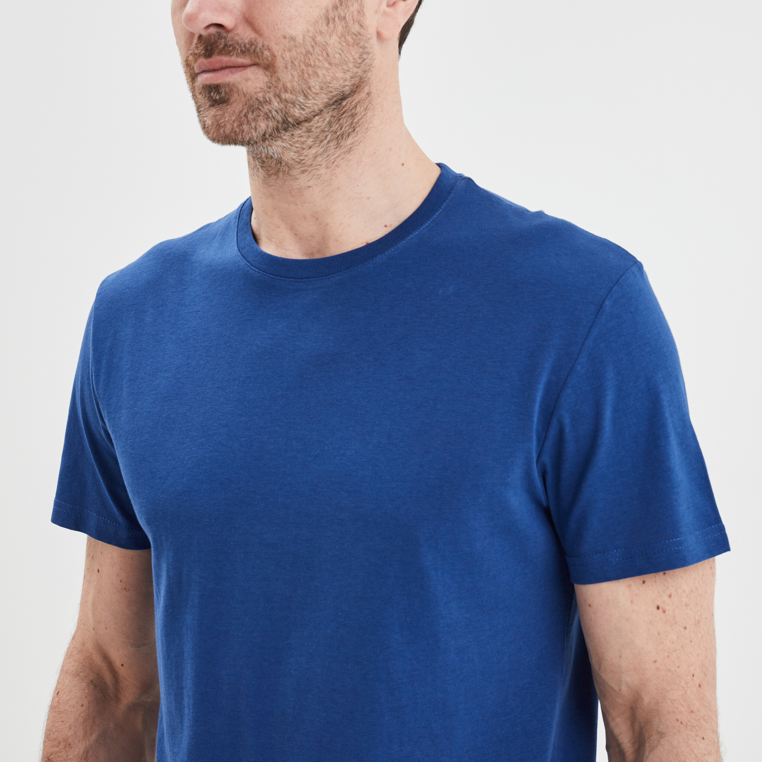T-shirt en coton manches courtes bleu electrique homme | La Halle