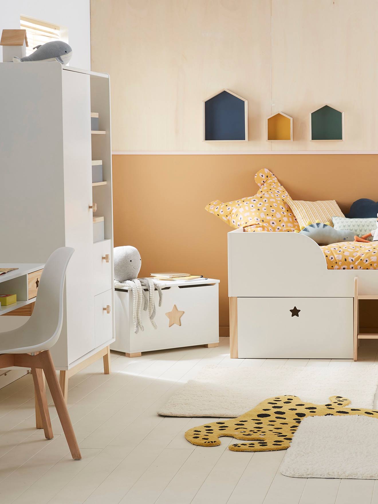Vertbaudet Kinderzimmer Spielzeugtruhe GROßER BÄR - weiß/natur