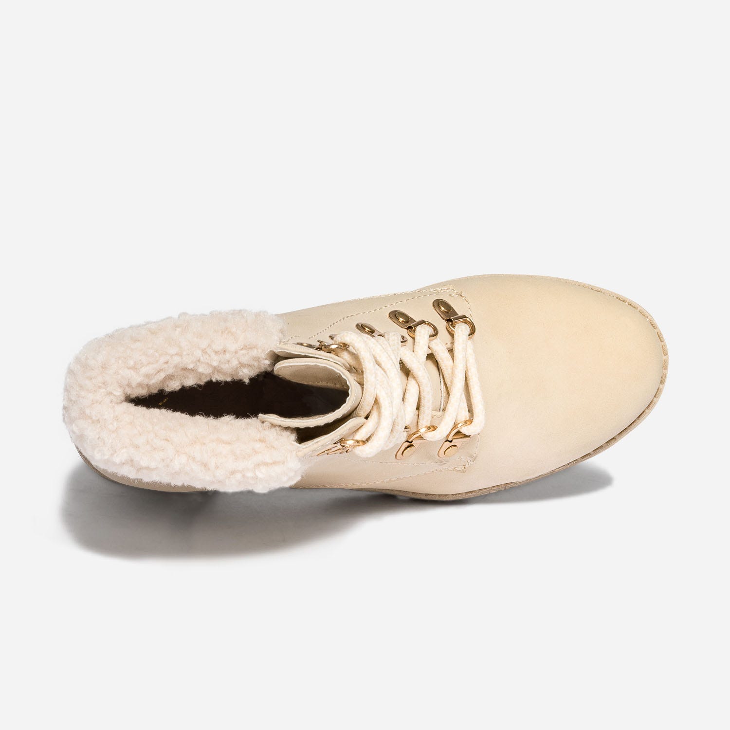Bottine à talon TEXTO beige esprit montagne