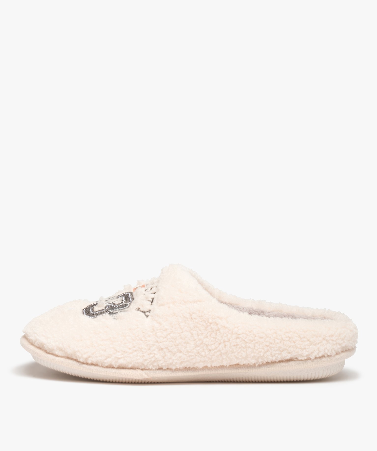 Chaussons femme mules en textile sherpa – Camps United beige | GEMO