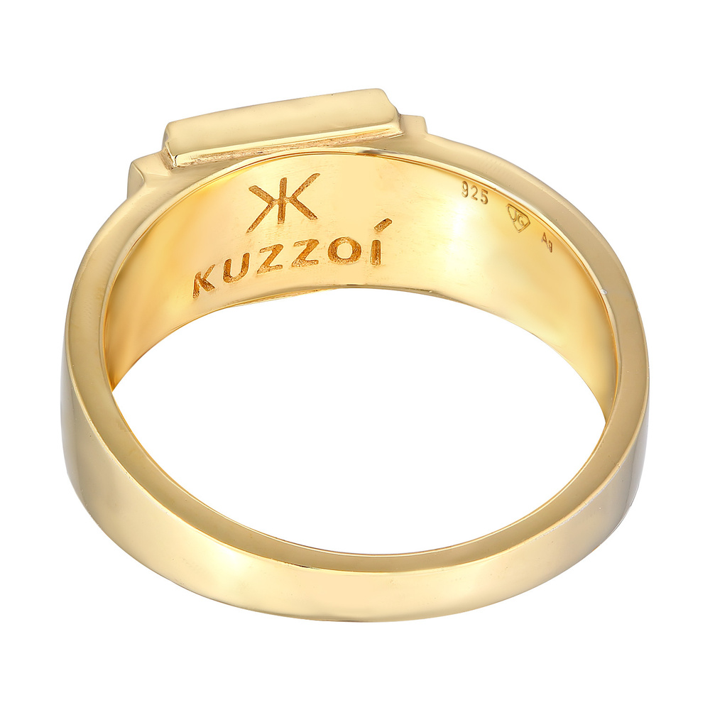 KUZZOI KUZZOI Bague Hommes Sceau carré mat en Argent Sterling 925 oxydé Bague